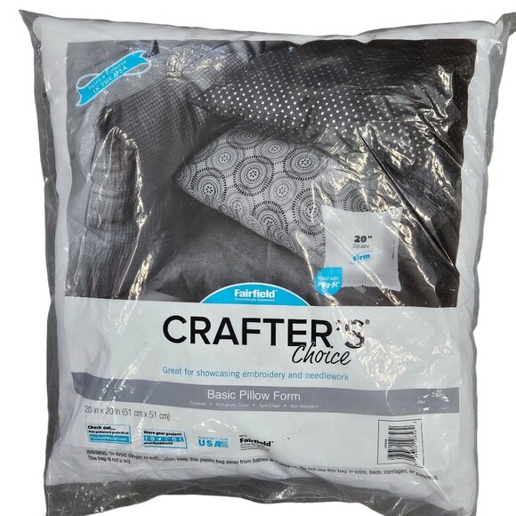 Fairfield Crafters Choice Basic Pillow Insert 20"x20" Square Firm  - Lot of 2 - Picture 4 of 6